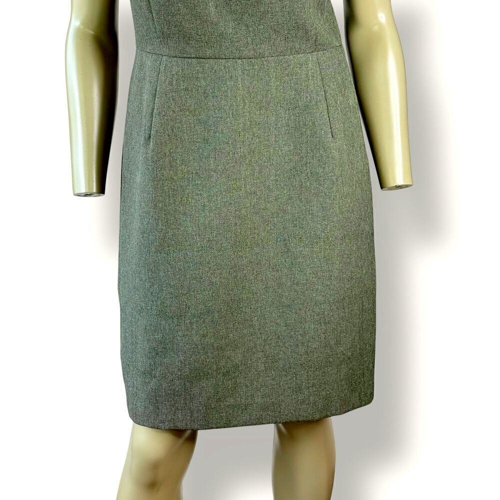 Karin Stevens Vintage Sleeveless Bertha Collar Sheath Dress 12P Taupe Gray Green - Picture 5 of 13